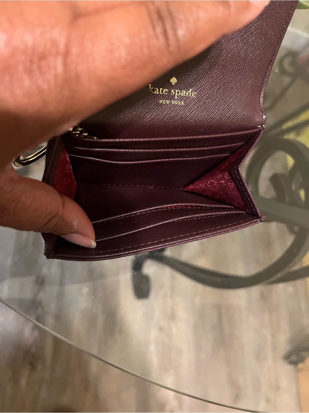 kate spade Plum Saffiano Leather Small Wallet with Gold Hardware - Picture 8 of 15
